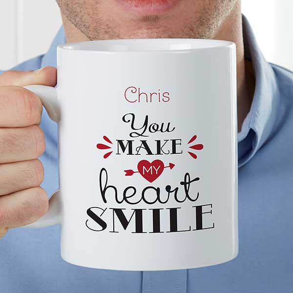 Personalized Oversized Coffee Mug - You Make My Heart Smile - 22042
