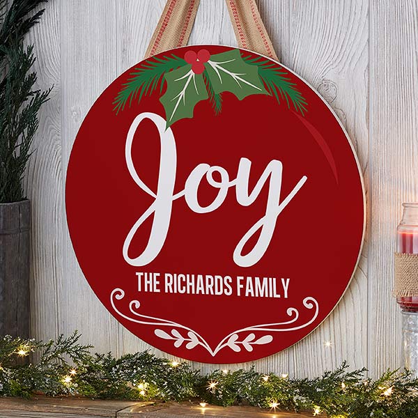 Holiday Ornament Personalized Round Wood Sign - 22078