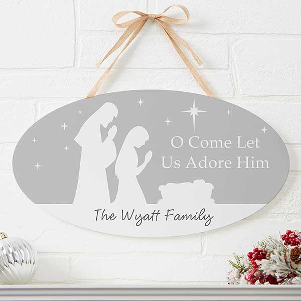 Personalized Christmas Sign - Let Us Adore Him - 22083