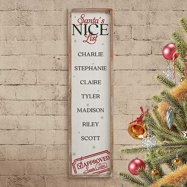Santa's Nice List Personalized Barnwood Frame Wall Art - 22086