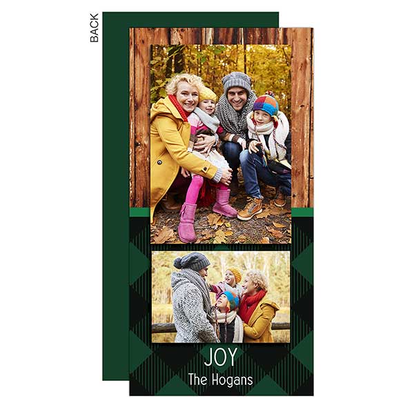 Green Plaid Photo Holiday Postcards - 22106