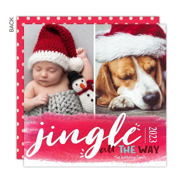 Jingle All the Way Watercolor Photo Holiday Cards - 22138