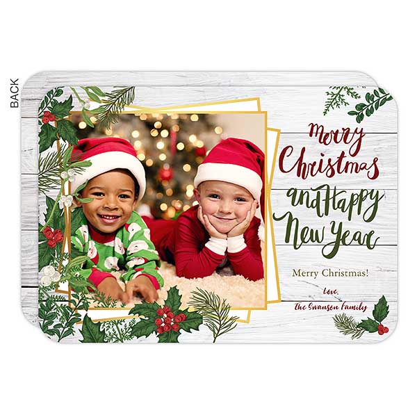 Merry Christmas Botanical Photo Holiday Cards - 22146