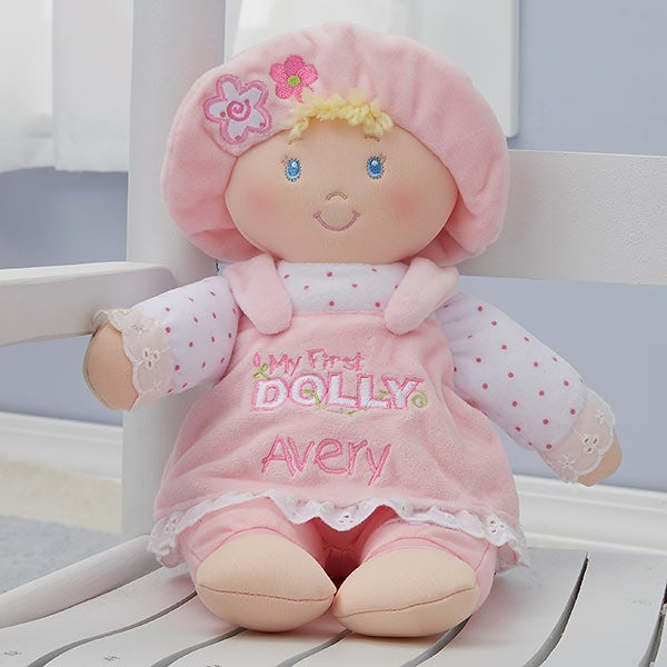 FREE SHIPPING New Baby Gund Pink Blue Eyes Giggling 8” Baby Doll Ages 0 