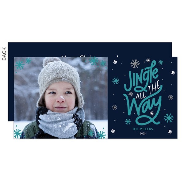 Jingle All The Way Snowflakes Photo Holiday Cards - 22195