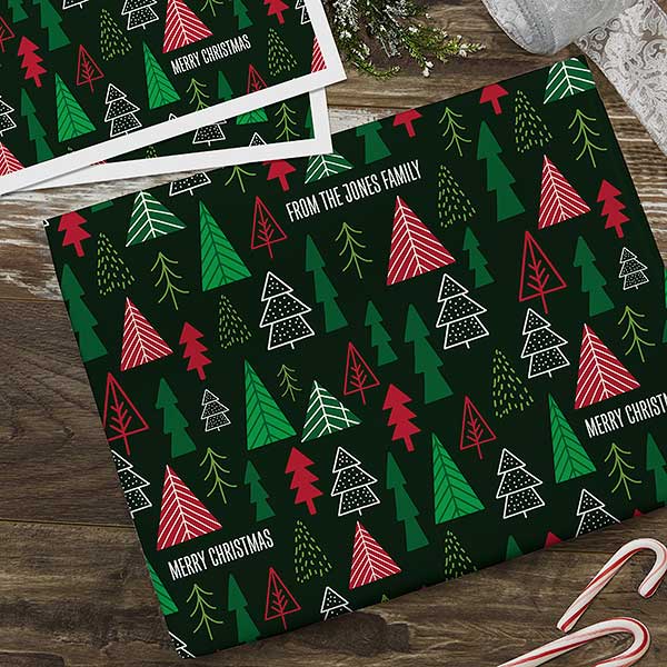 Christmas Trees Personalized Wrapping Paper - 22221