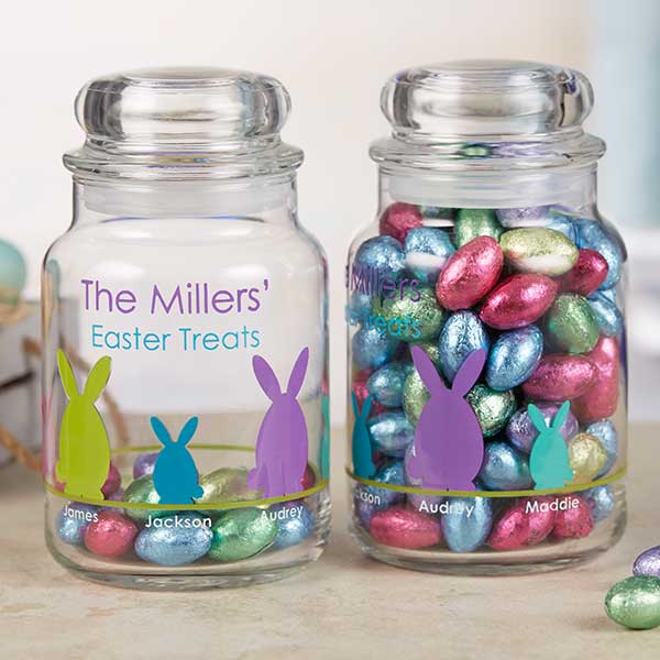 Easter Bunny Family Personalized Easter Candy Jar - 22226