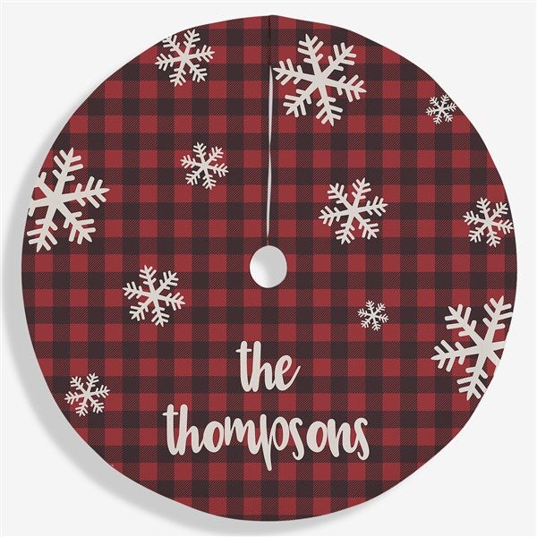 Cozy Cabin Personalized Buffalo Check Christmas Tree Skirt - 22311