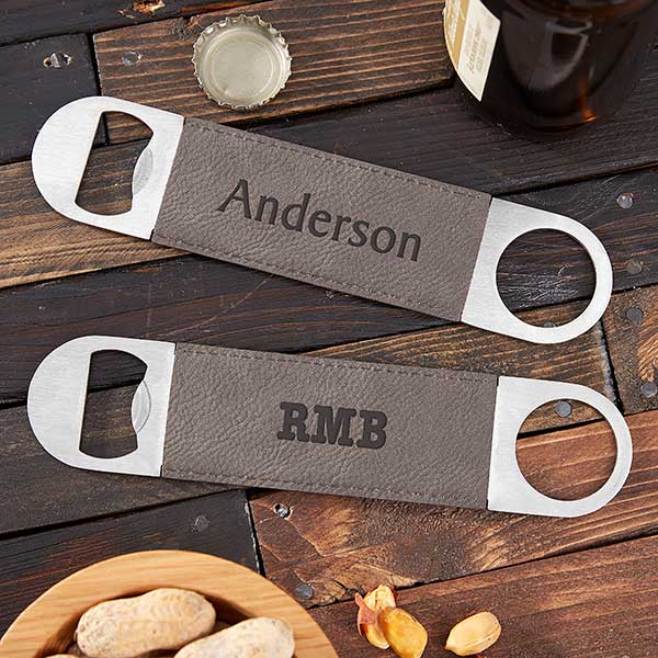 Personalized Leather Bottle Openers - Name & Monogram - 22385