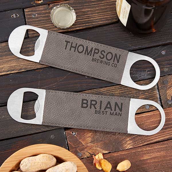 Bold Style Personalized Leather Bottle Opener - 22388