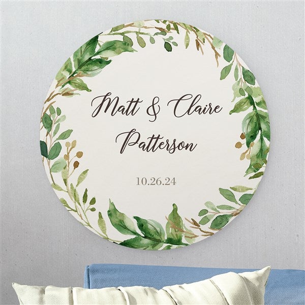 Laurels Of Love Personalized Round Wood Sign - 22392