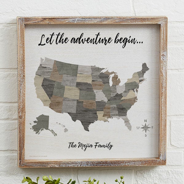Barnboard Map Personalized Wood Framed Wall Art  - 22404