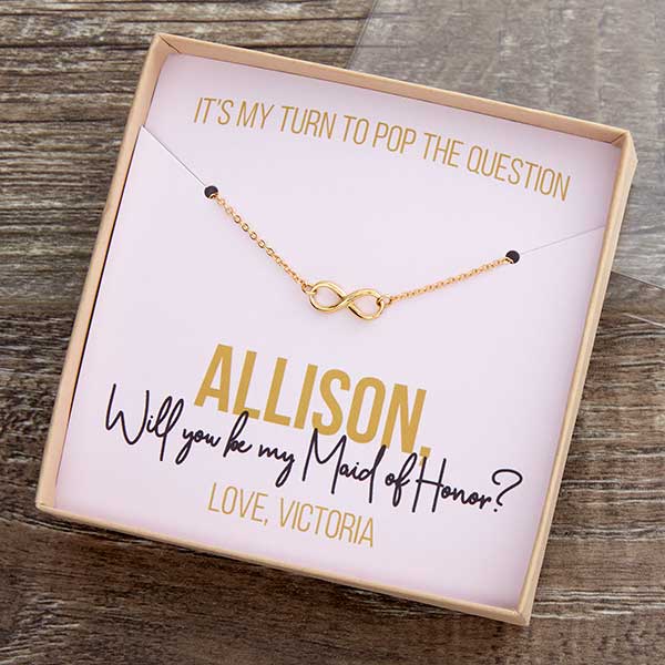 Bridesmaid Necklace With Personalized Display Card - 22424