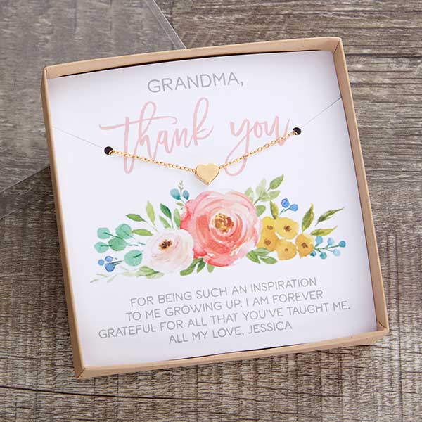 Thank You Necklace With Personalized Floral Display Card - 22425