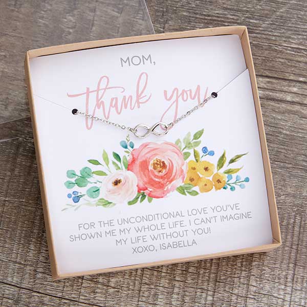 Thank You Necklace With Personalized Floral Display Card - 22425