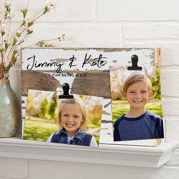 Family Photo Clip Frame Personalized Reclaimed Wood - 22468