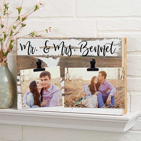 Personalized Reclaimed Wood Photo Clip Frames - 22469