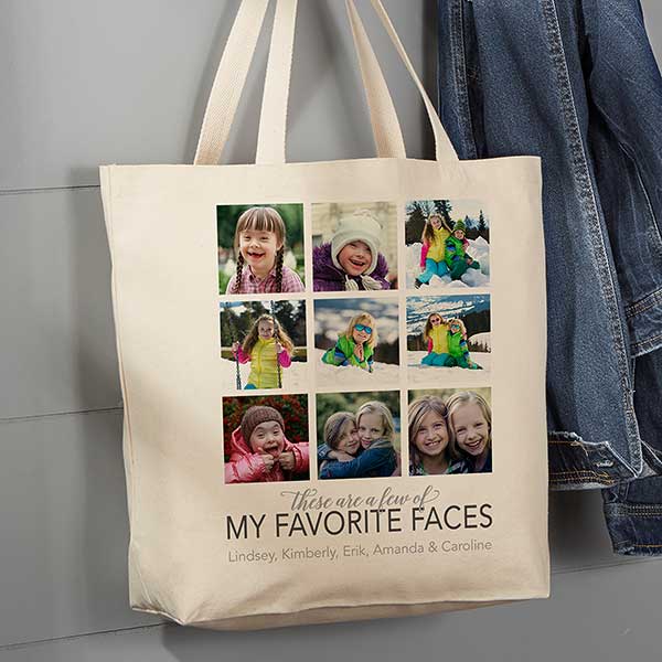 My Favorite Things Personalized Photo Canvas Tote Bags - 22606