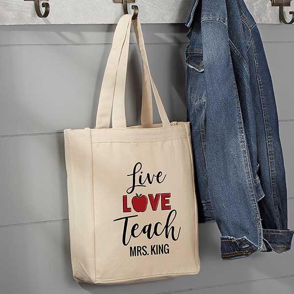 Teacher Tote Bag Teacher Life Text Gifts For Teachers Canvas Handbag  Shoulder Bag