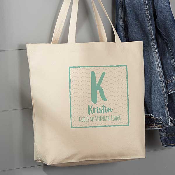 Initial & Name Personalized Canvas Tote Bags - 22617