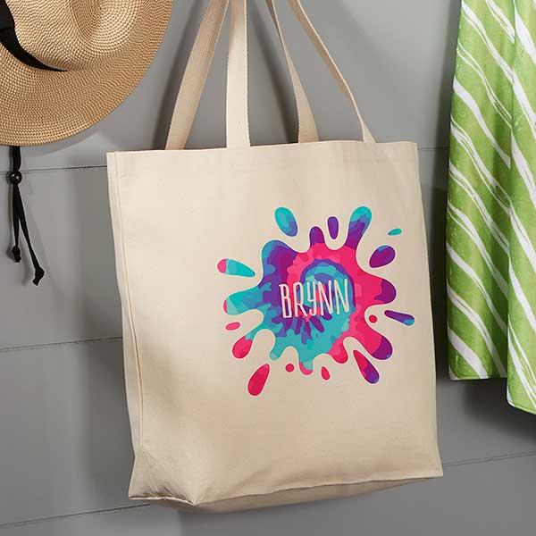 Vibrant Name Personalized Canvas Tote Bag - 20x15