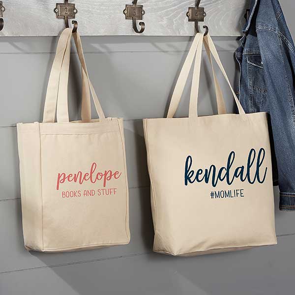 Scripty Style Personalized Large Canvas Tote Bag