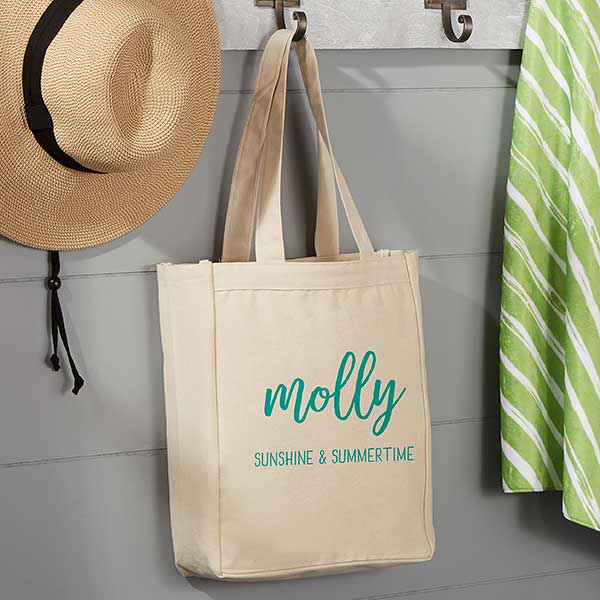 Scripty Style Personalized Canvas Beach Bags - 22629