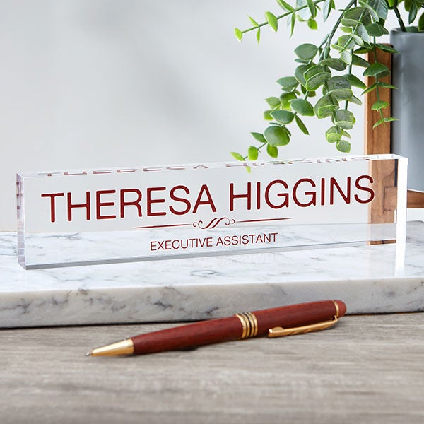 Any name Wood Any position Acrylic Desk Name Plate Personalised plaque 