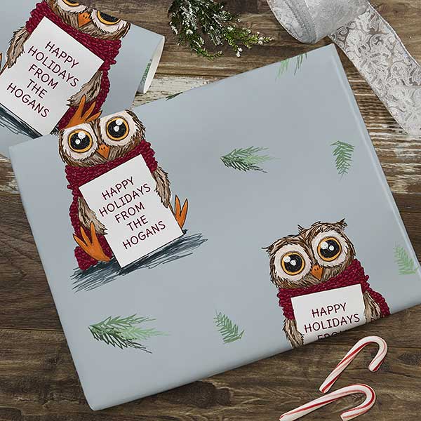  Holiday Owl Personalized Wrapping Paper - 22672
