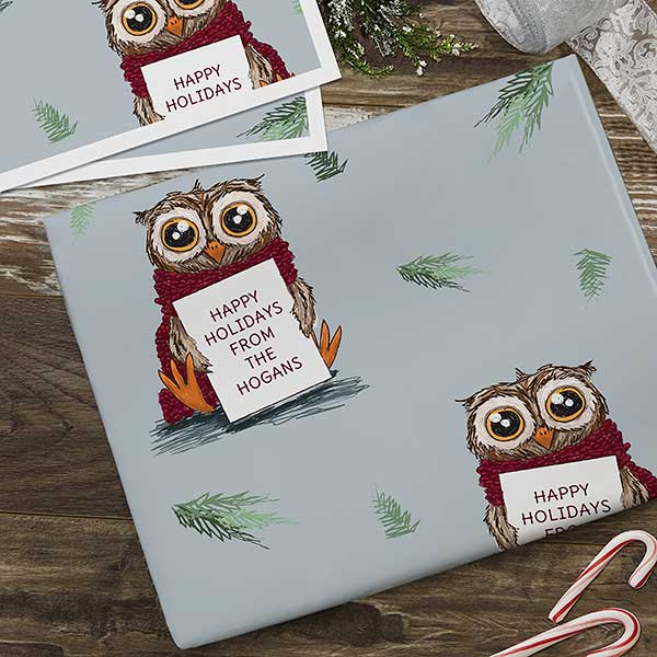  Holiday Owl Personalized Wrapping Paper - 22672