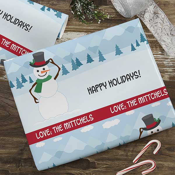 Holiday Snowman Personalized Wrapping Paper - 22673