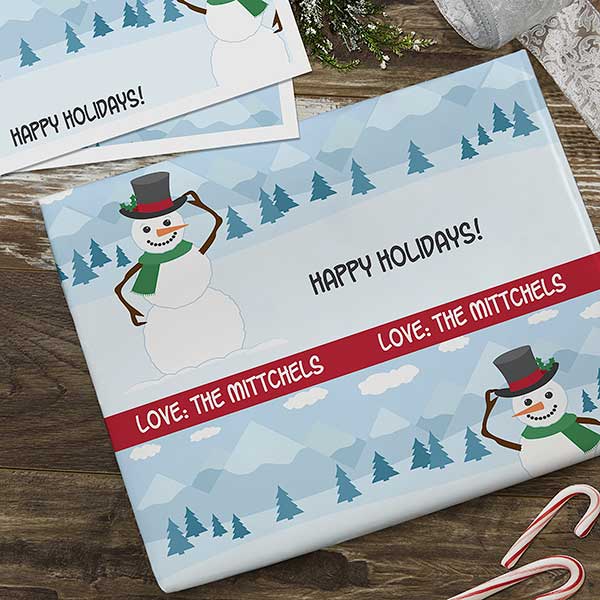 Holiday Snowman Personalized Wrapping Paper - 22673