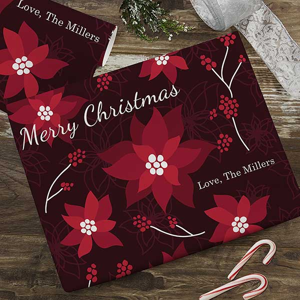 Red Poinsettias Personalized Wrapping Paper - 22675
