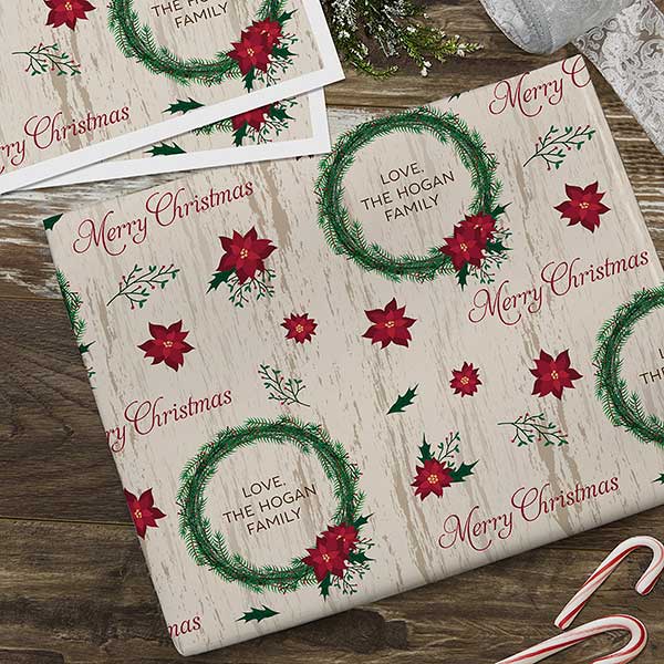 Tree & Wreath Personalized Wrapping Paper - 22676