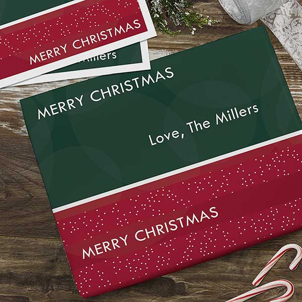 Red & Green Holiday Personalized Wrapping Paper - 22678