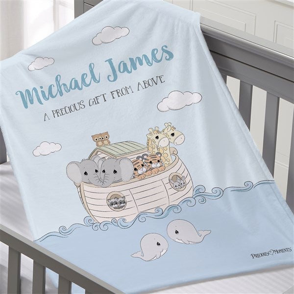 Precious Moments Noah's Ark Personalized Baby Boy Blankets - 22685