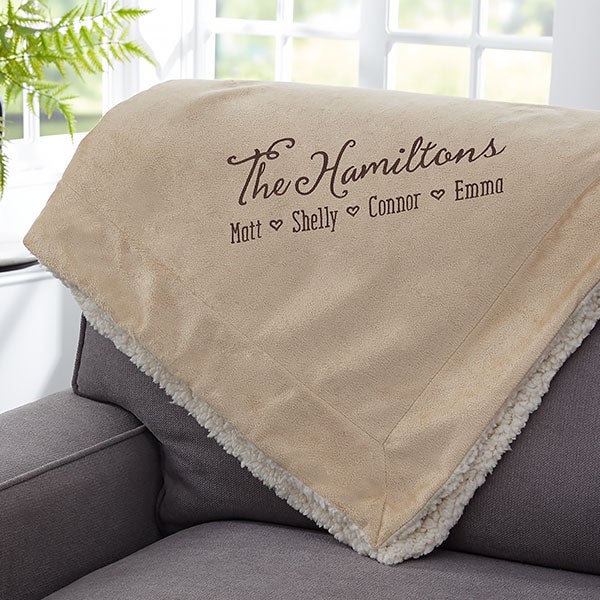 Custom Embroidered Sherpa Blankets - Family Love - 22709