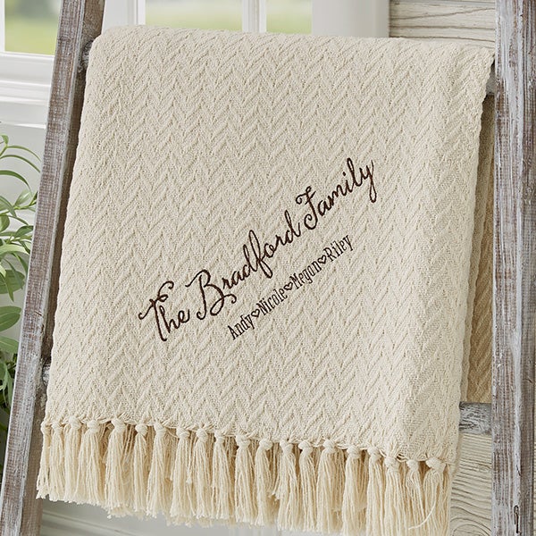 Custom Embroidered Personalized Afghan - Family Love - 22710