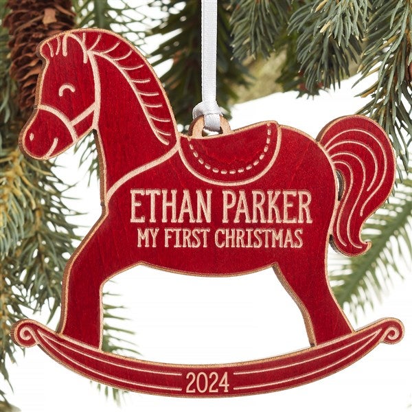 My 1st Christmas Rocking Horse Personalized Baby Ornament  - 22741