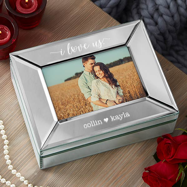 Custom Engraved Mirrored Photo Box I Love Us