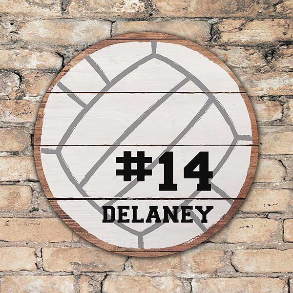 Personalized Round Wood Volleyball Sign - 22813