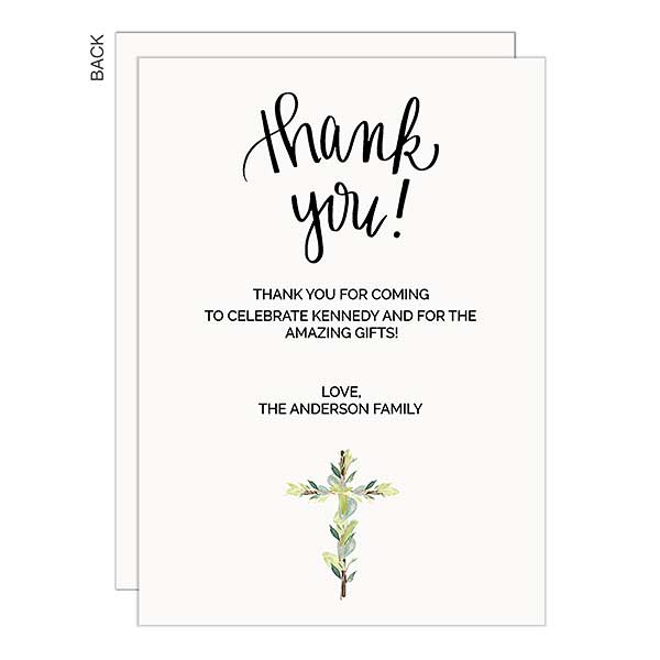 Botanical Cross Personalized Thank You Cards  - 22825