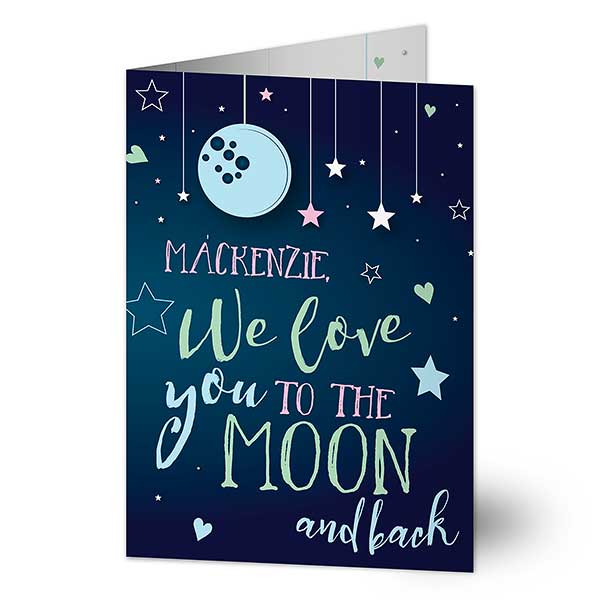 Love You To The Moon & Back Personalized Greeting Cards - 22959