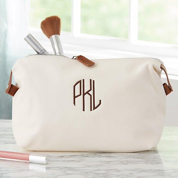 Name Initial Clear See-through PU Leather Makeup Bag Custom 