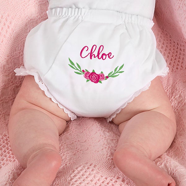 Personalized Monogrammed Diaper Cover Bloomer Flower and Heart 
