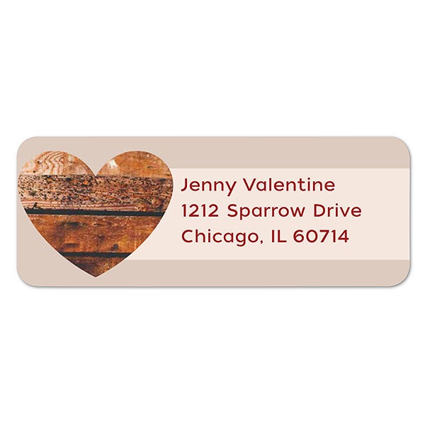 Wooden Heart Personalized Return Address Labels