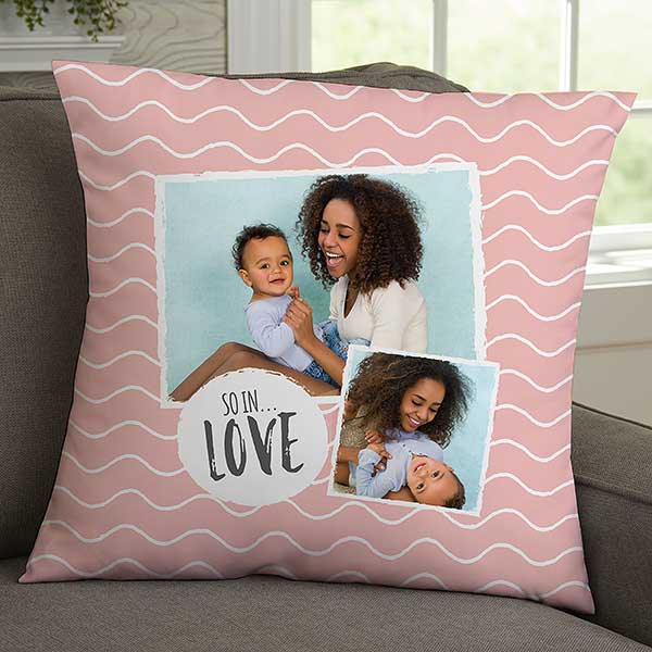 Photo & Message For Her Personalized 18x18 Velvet Throw Pillow