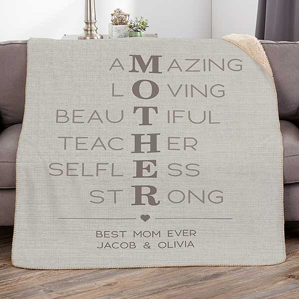 Mother Acronym Personalized Mother's Day Blankets - 23185