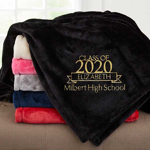 Graduation Personalized 50x60 Black Fleece Blanket Graduation Gifts