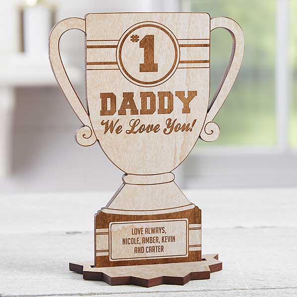 #1 Dad Trophy Personalized Wooden Trophy Keepsake - 23244